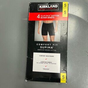 NEW Kirkland Signature Men's S Supima Cotton Boxer Briefs 4-Pack Comfort